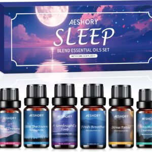 Sleep Essential Oils Set, Natural Essential Oil for Diffusers for Home,6 x 10ml Fragrance Oil Scented Oils, Deep Sleep, Stress Relief, Sweet Dreams, Fresh Breathe,Relaxation Gift for Women and Men
