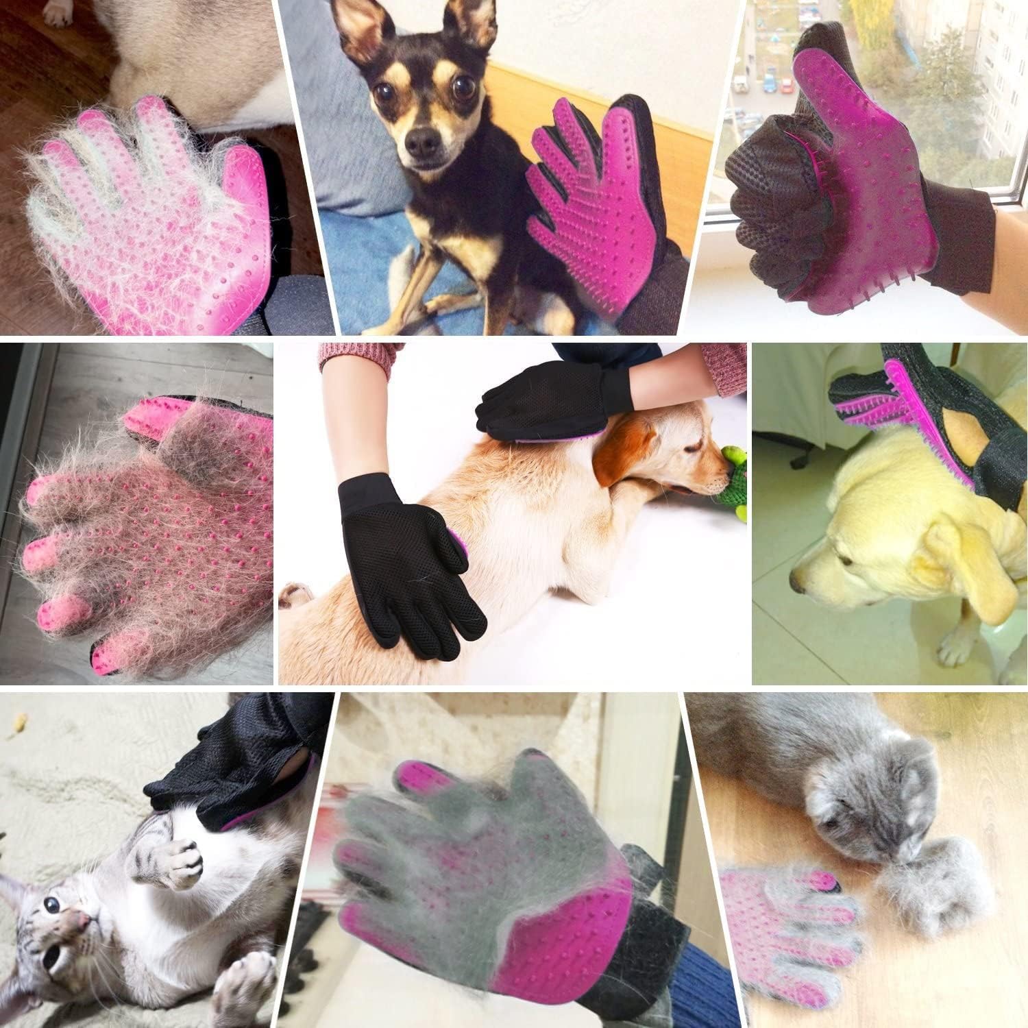 BYETOO Pet Dog Cat Grooming Glove with 261Tips,Gentle Deshedding Brush Glove,Efficient Pet Hair Remover Mitt,Massage Tool with Enhanced Five Finger Design,for Dog,Cat,Rabbit,Horse with Long/Short Fur - Image 7