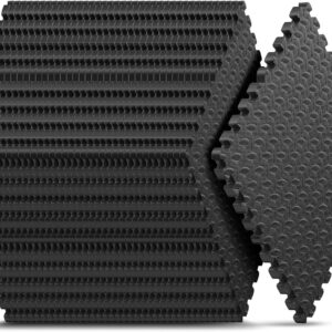 Home Gym Mat, Puzzle Exercise Mat, EVA Interlocking Foam Floor Tiles for Home Workout Equipment and Kids’ Play Areas – Black, 24 in x 24 in x ½ in – 16 Tiles (Black, 16 Pack, 64 SQ FT)