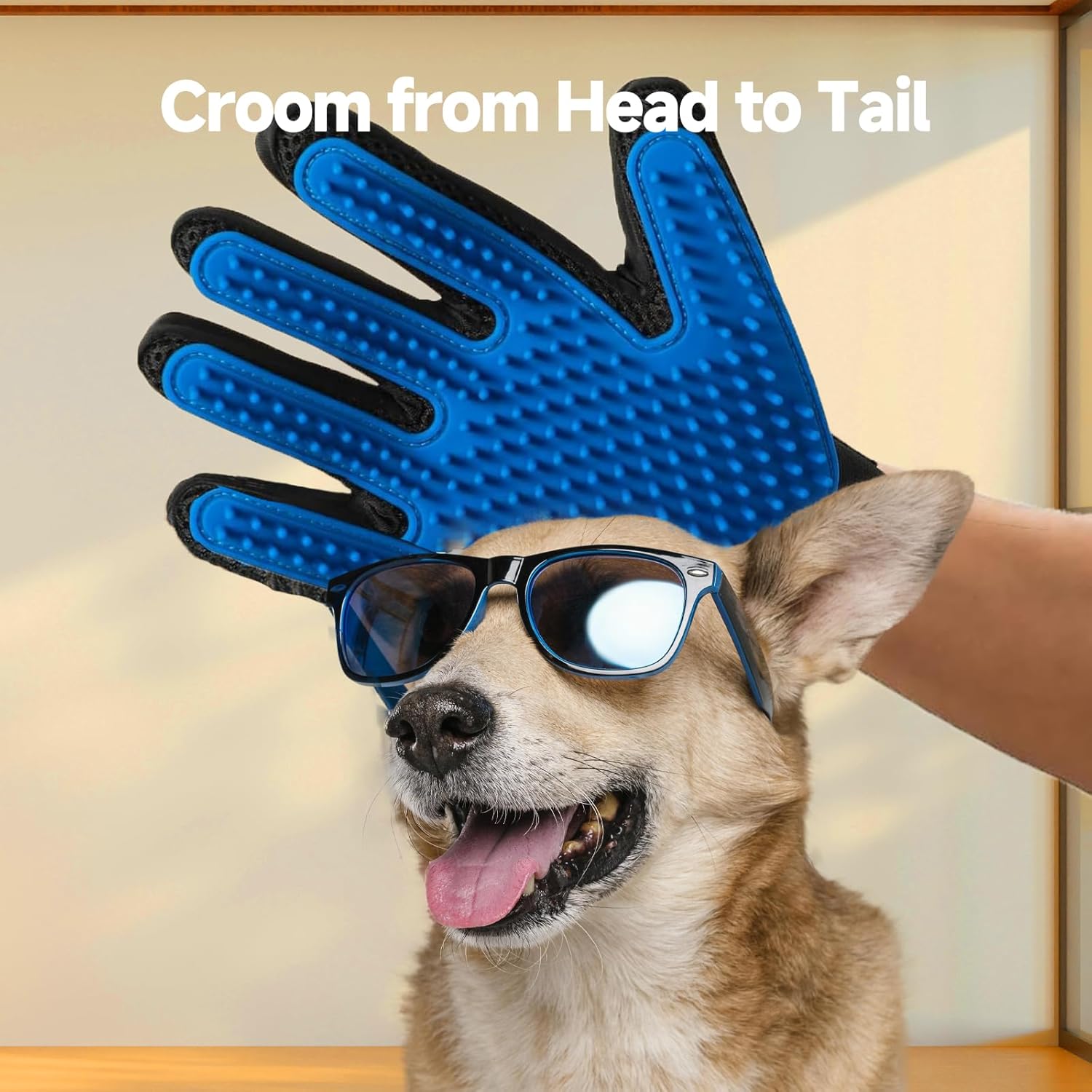 NVNAN Pet Hair Removal Glove for Dogs & Cats, 2-in-1 Deshedding Brush & Massage Mitt - Grooming Gloves for Shedding Control, Bathing and Washing, Safe for Short/Long Hair Pets 2-Pack (Blue) - Image 5