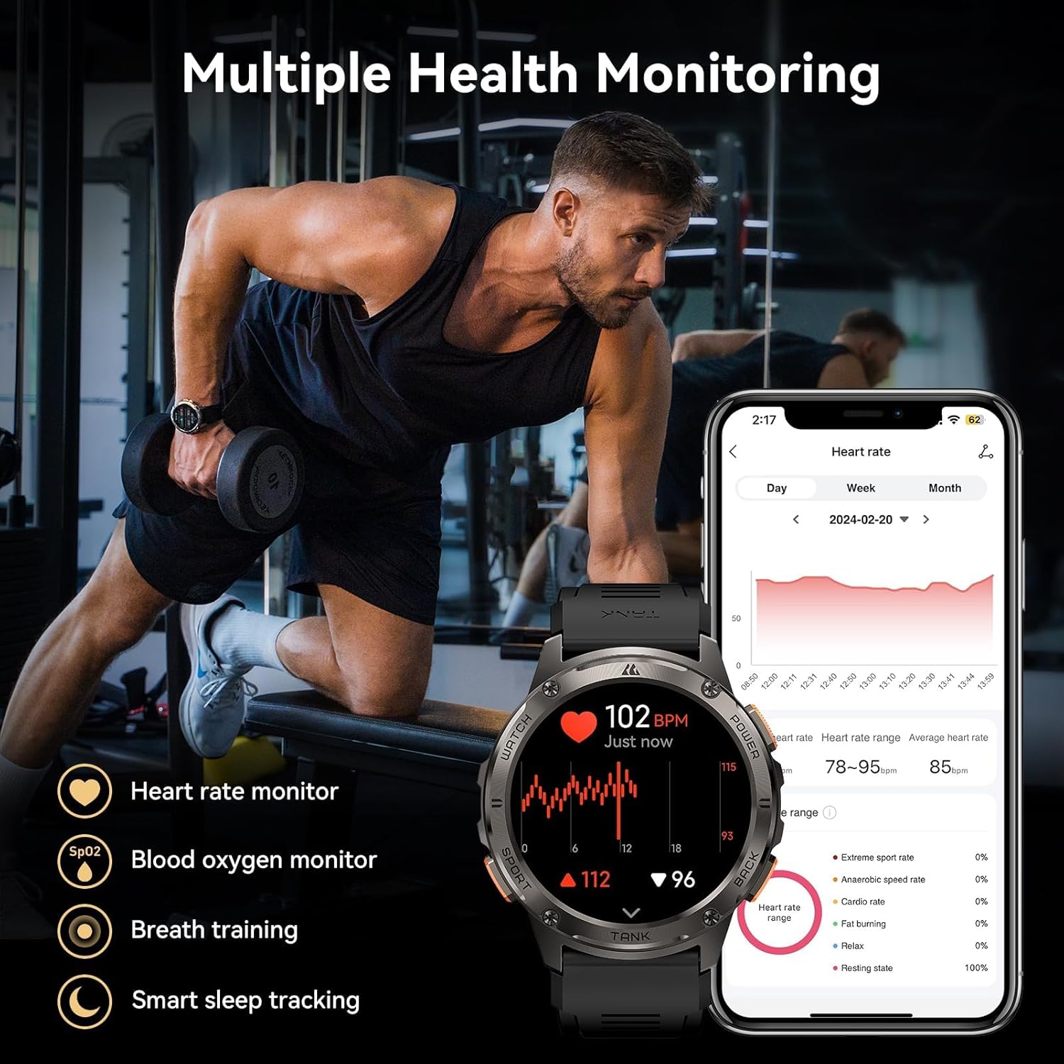 AMAZTIM Smart Watches for Men,60 Days Extra-Long Battery, Rugged Military Bluetooth Call(Answer/Dial Calls),1.43" Ultra HD AMOLED Display,Full Metal Body SmartWatch Compatible iPhone and Android - Image 7