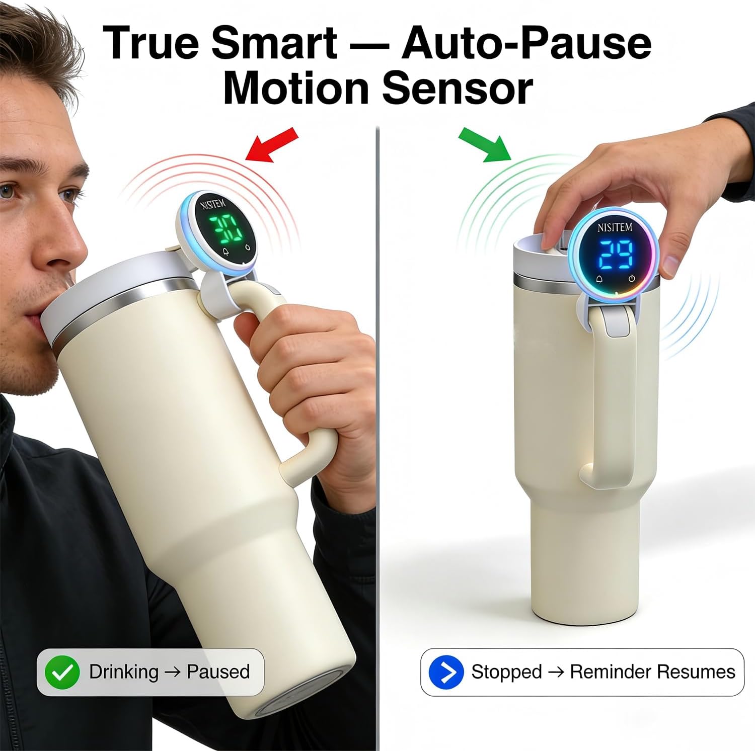 Drink Water Reminder for Stanley Cup 2.0 30oz 40oz – Water Bottle Reminder to Drink, Hydration Tracker Timer Clip, Smart Water Reminder Device, LED Beep Alert, USB-C Stanley Accessory - Image 5