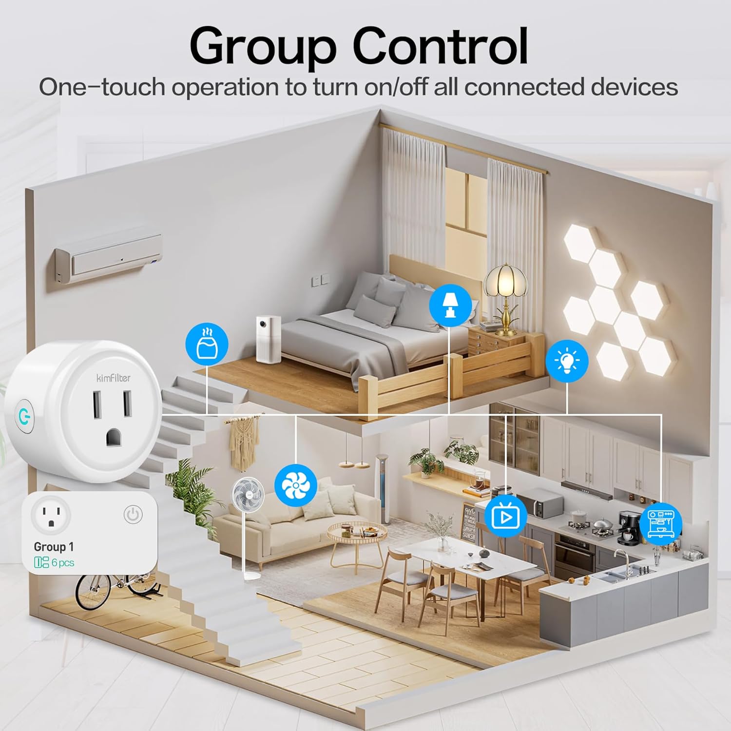 KimFilter WiFi Smart Plug, Wireless Plugs Outlet Compatible with Alexa & Google Voice Assistant, App Controlled Outlet with Timer Function, 2.4GHz Only Wi-Fi Smart Socket, Smart Plug Timer for Home - Image 5