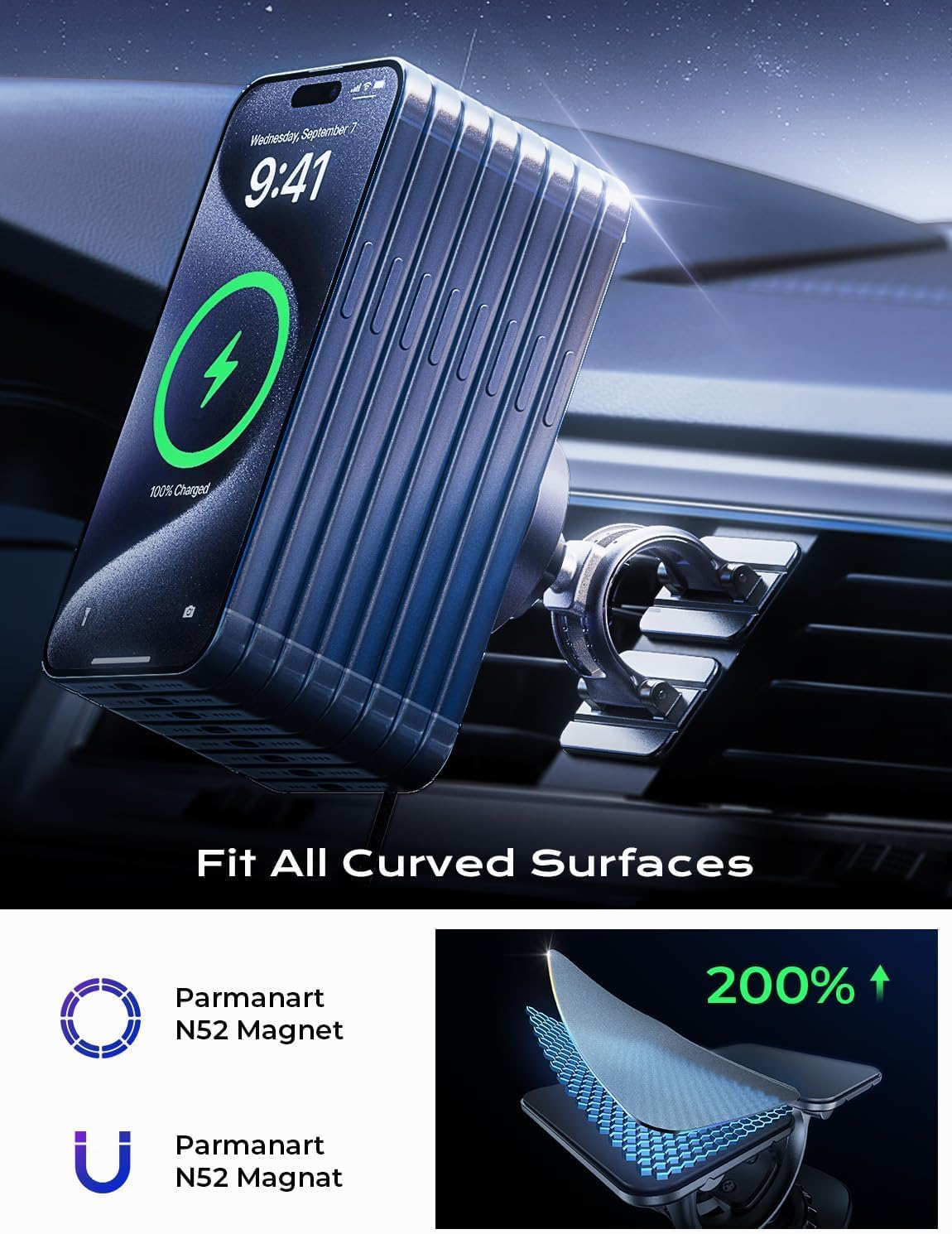 LISEN for 15W MagSafe Car Mount Charger,Wireless Car Charger,Magnetic Phone Holder for Car,Phone Holders for Your Car Accessories for Women Men Jeep Ford F150 for iPhone 17 16 15 14 13 12,Samsung - Image 7