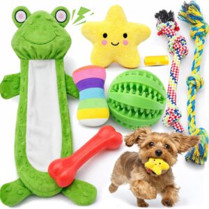 LOYEE 8 Pack Puppy Toys for Small Dogs, Luxury Dog Chew Toys with Squeaky Plush Toys, Rope Toys and Ball, Teething Toys for Puppy Supplies