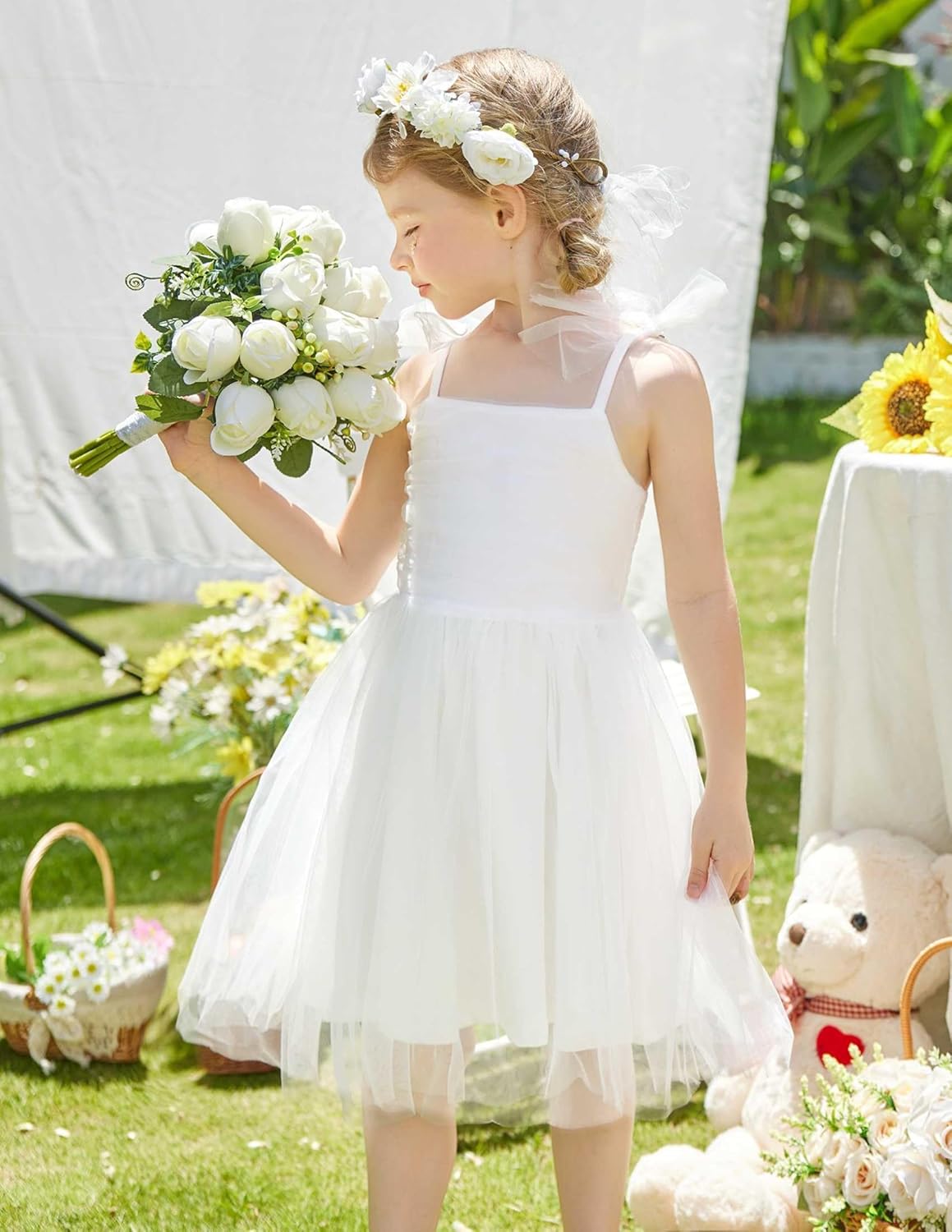 Arshiner Toddler Tulle Dress Girls Spaghetti Strap Birthday Princess Photoshoot Tutu Dresses - Image 2