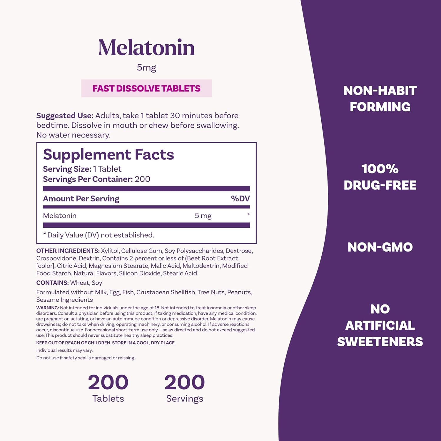 Natrol Melatonin 5mg Fast Dissolve Tablets, Sleep Support Supplements for Adults, Strawberry Flavor, 200 Tablets, Up to 200 Day Supply - Image 6