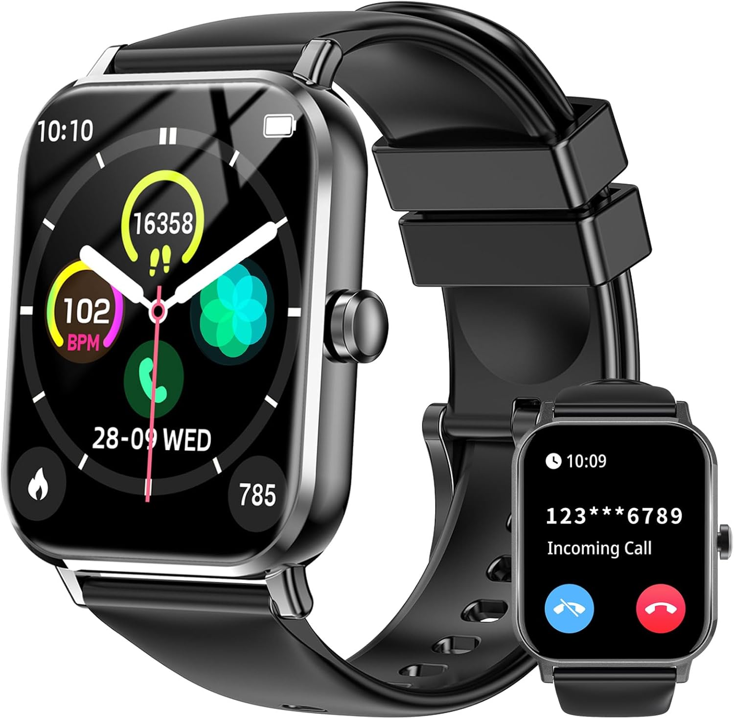 Smart Watch for Men Women with Calling, 1.83" Fitness Tracker with Heart Rate/Sleep Monitor, Step Tracker, New Gen Fitness Watch with 120 Sports Modes, IP68 Waterproof Smartwatch for Android/iOS Black