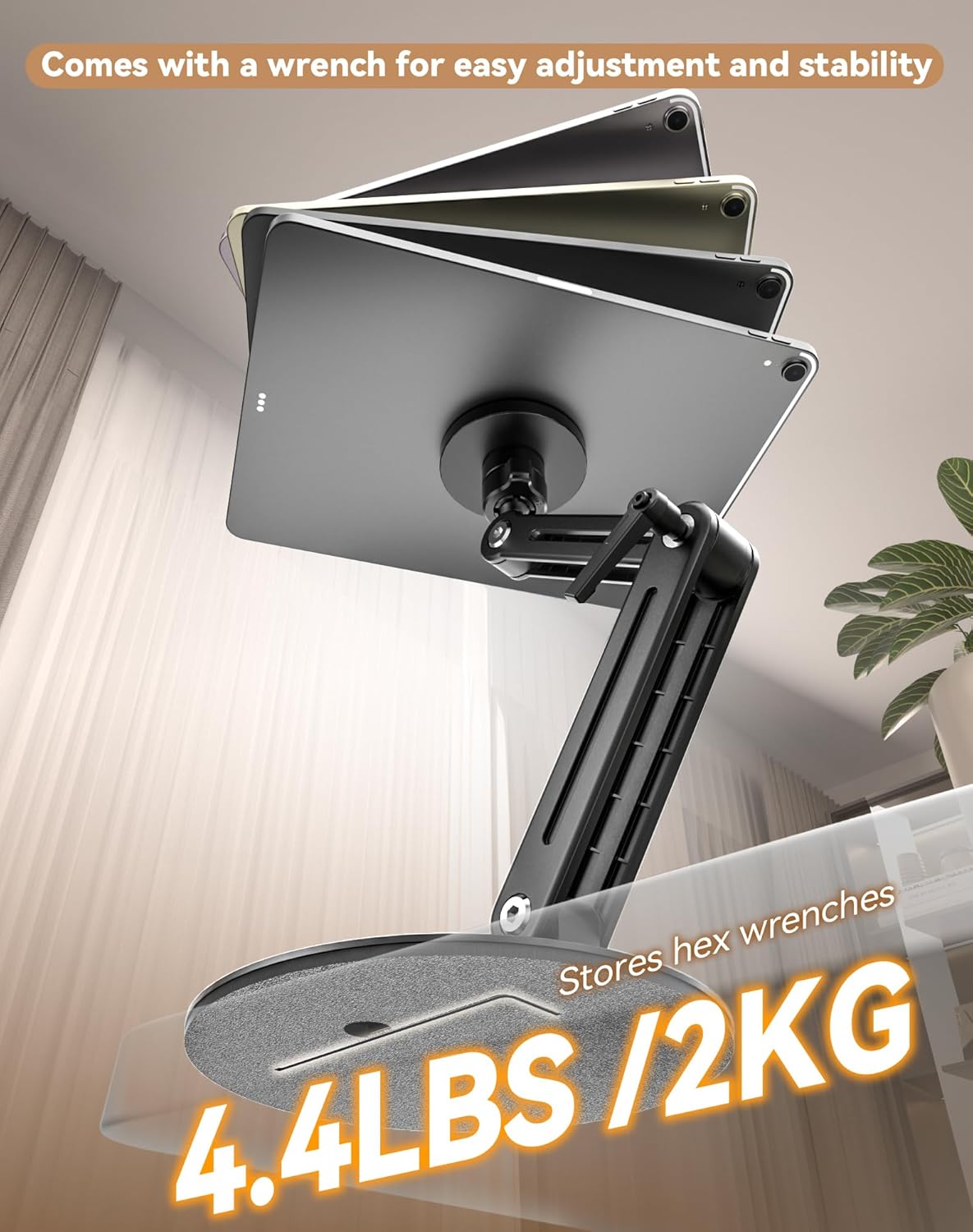 Jakeko Magnetic Portable Monitor Stand 15.6" - VESA Mount 75mm 13.3" 14.1" 15.6" 17.3" 18.5 inch Screen for Desk Adjustable Foldable 360° Swivel Tool-Free - Image 3