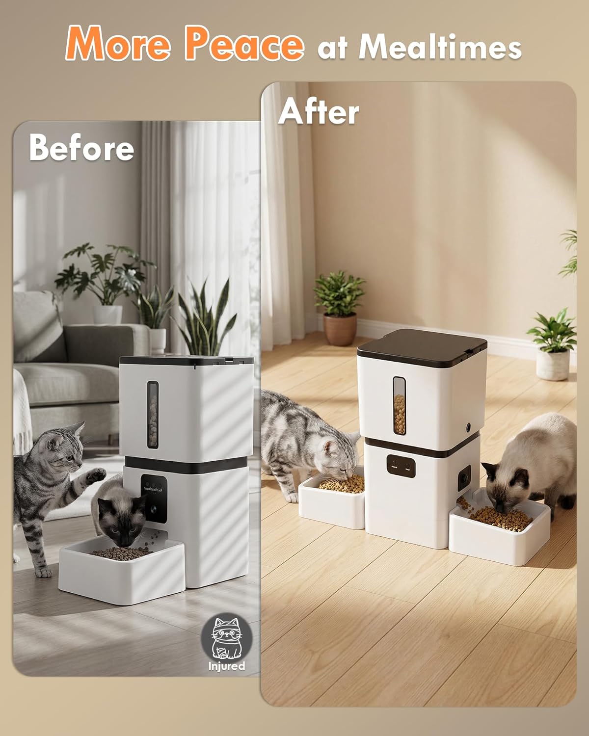 Yakry Automatic Cat Feeder for 2 Cats - Two HD Cameras Easy Setup 5GHz Stable WiFi Dog Food Dispenser with HD Night Vision - 8L Pet Feeder with Dual Bowls for Multi-Cat & Small Dogs Indoor - Image 2