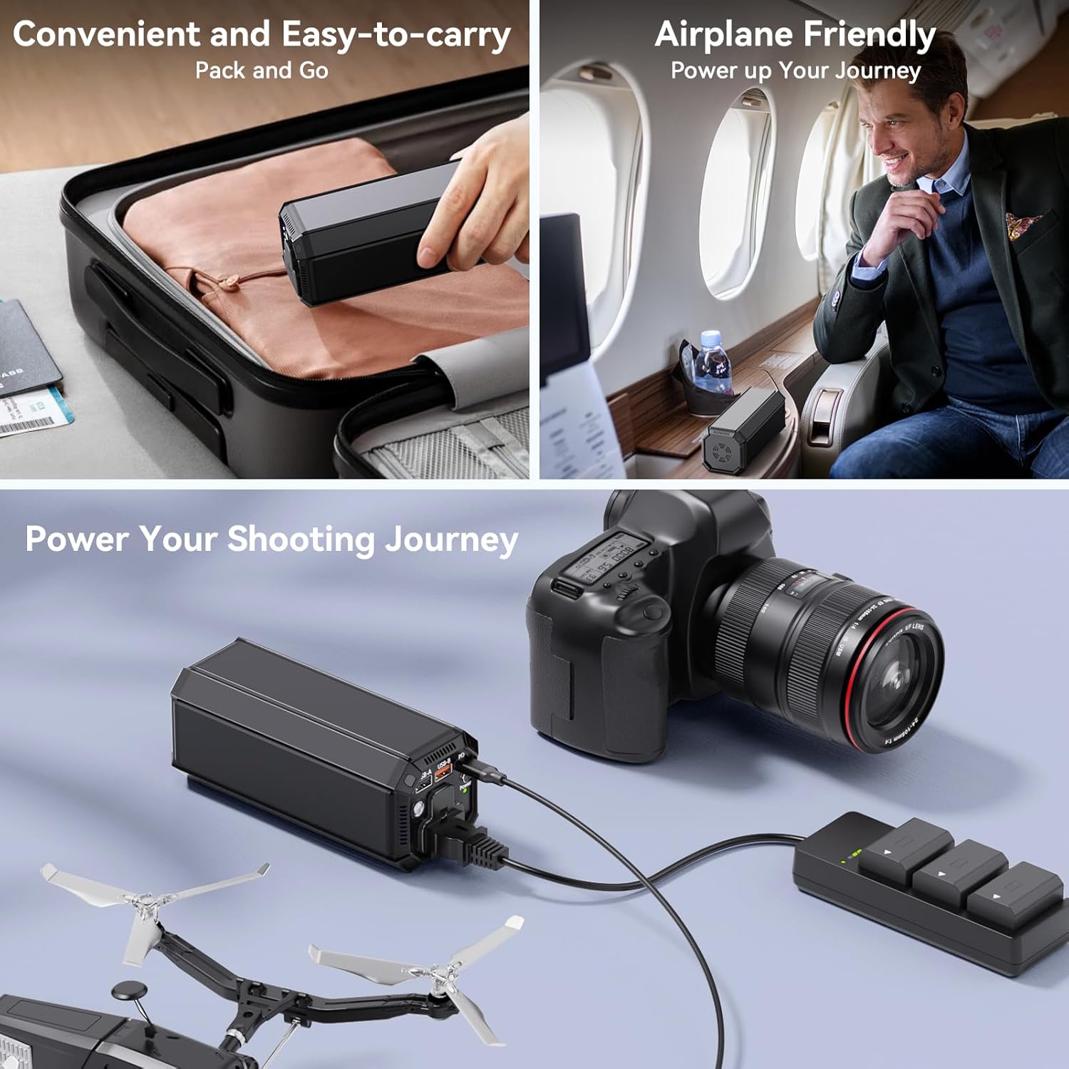 Portable Power Bank with AC Outlet, 100W Portable Laptop Charger, 98Wh/27000mAh High Capacity with 65W PD USB C Laptop Battery Bank, Backup Power Source for Business Travel and Outdoor Activities - Image 4