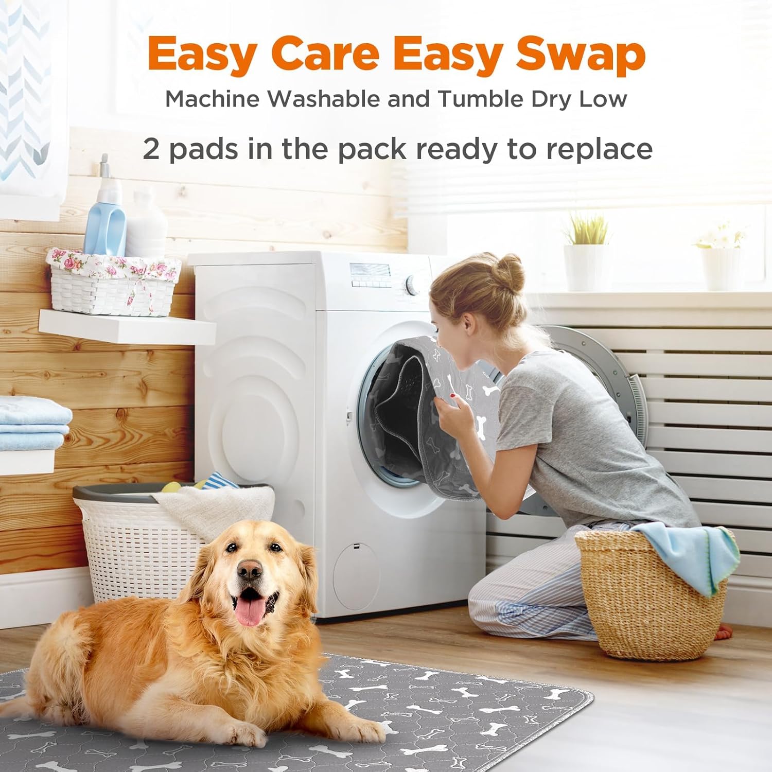 Washable Pee Pads for Dogs, 2Pack Reusable Puppy Pads, Fast Absorbent Dog Pee Pads for Crate Pet Training Pads, Waterproof Whelping Pads for Dogs Bed Mat Crate Indoor (Grey, 18x24) - Image 6