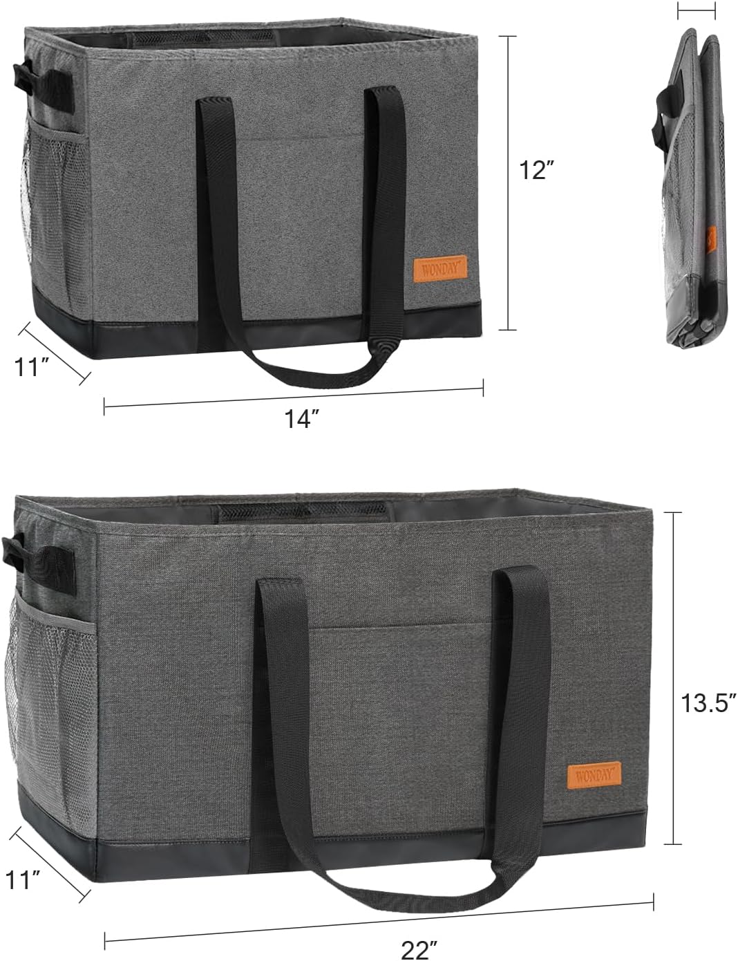 WONDAY Extra Large Utility Tote Bag - Standing Reusable Grocery Bag with Handle - Image 7