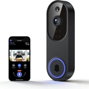 Lunelyx 1080P Wireless Video Doorbell Camera, Outdoor Surveillance Cameras, FHD Live View, Cloud Storage, AI Human Detection, Instant Alert, Night Vision, Two Way Audio, 2.4G WiFi Only