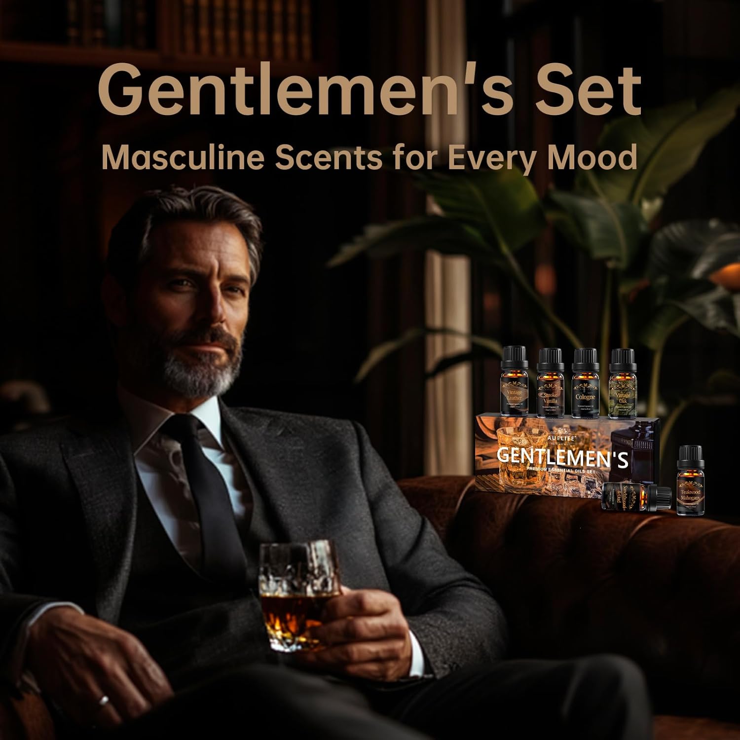 Men Essential Oils Set for Diffuser, Father's Day Gift for Men - 6x10ml Masculine Fragrance Oils for Candle Making, Scented Oil Gift Set, Mahogany, Sandalwood, Cologne, Smoke Vanilla, Oak, Leather - Image 7