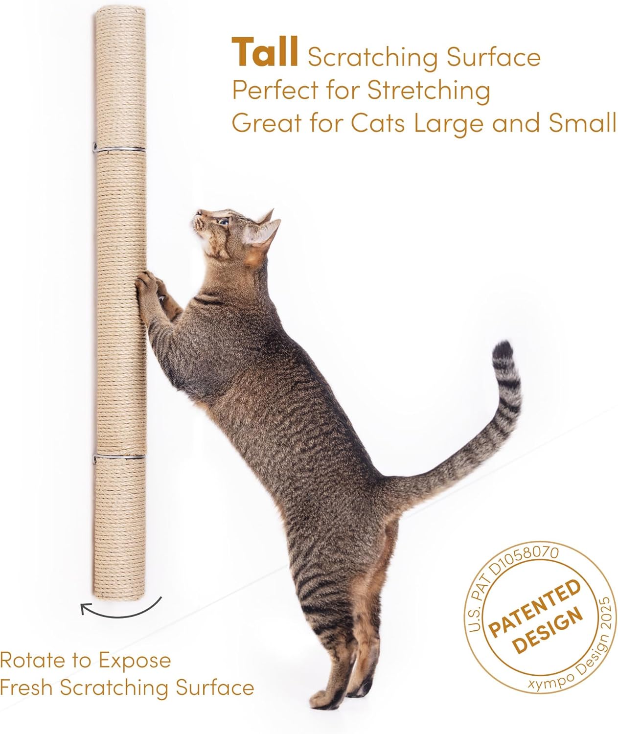 xympo 34" Wall Mounted Cat Scratcher, Sisal Scratching Post - Image 4
