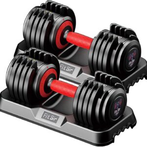 Adjustable Dumbbell Set, 10-in-1 25LB/55LB Ajustable Dumbbells with Safe Locking System, Enclosed Storage Tray, 1 Sec Fast Adjustment, Comfortable Non-Slip Textured Grip, Suitable for Home Gym Workouts Men and Women