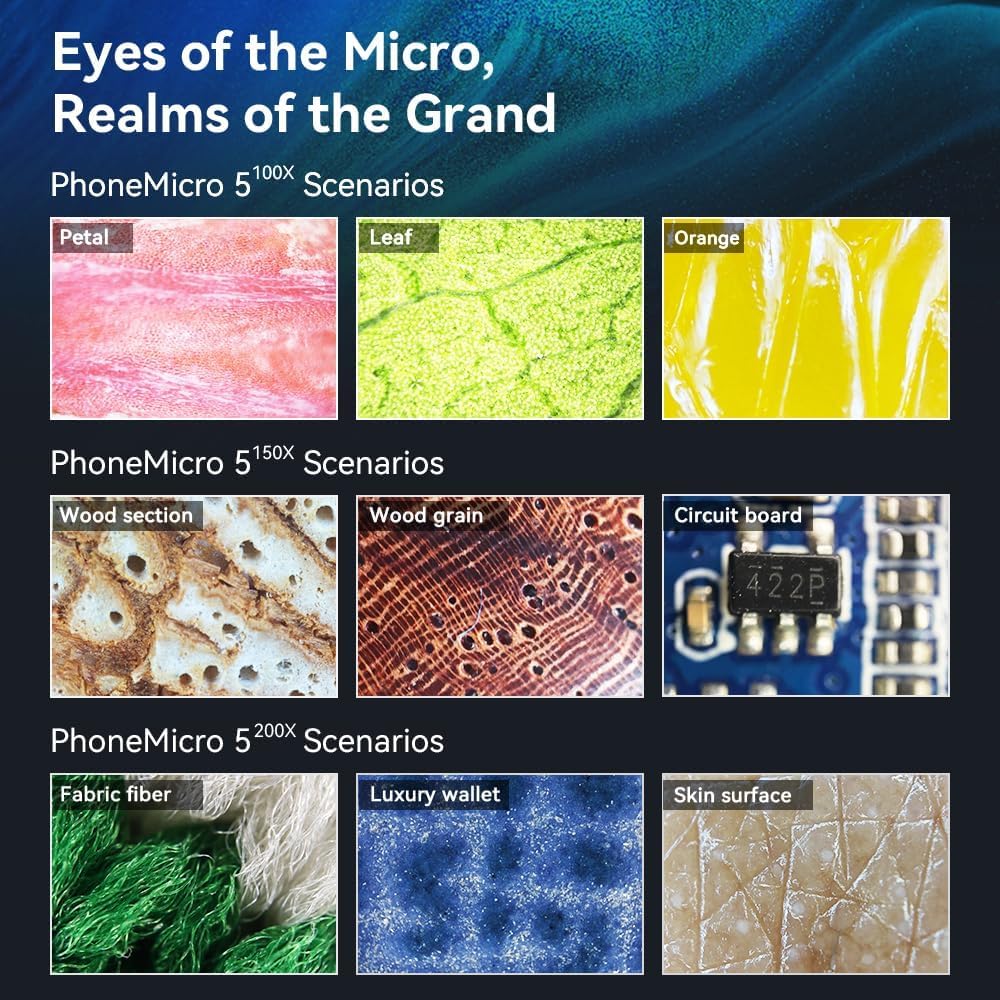 200X Phone Microscope Lens with CPL Filter & LED Light, Anti-Glare Pocket Macro Camera Attachment for iPhone & Android, Ideal for Coin Collecting, Jewelry Appraisal & STEM - Image 5