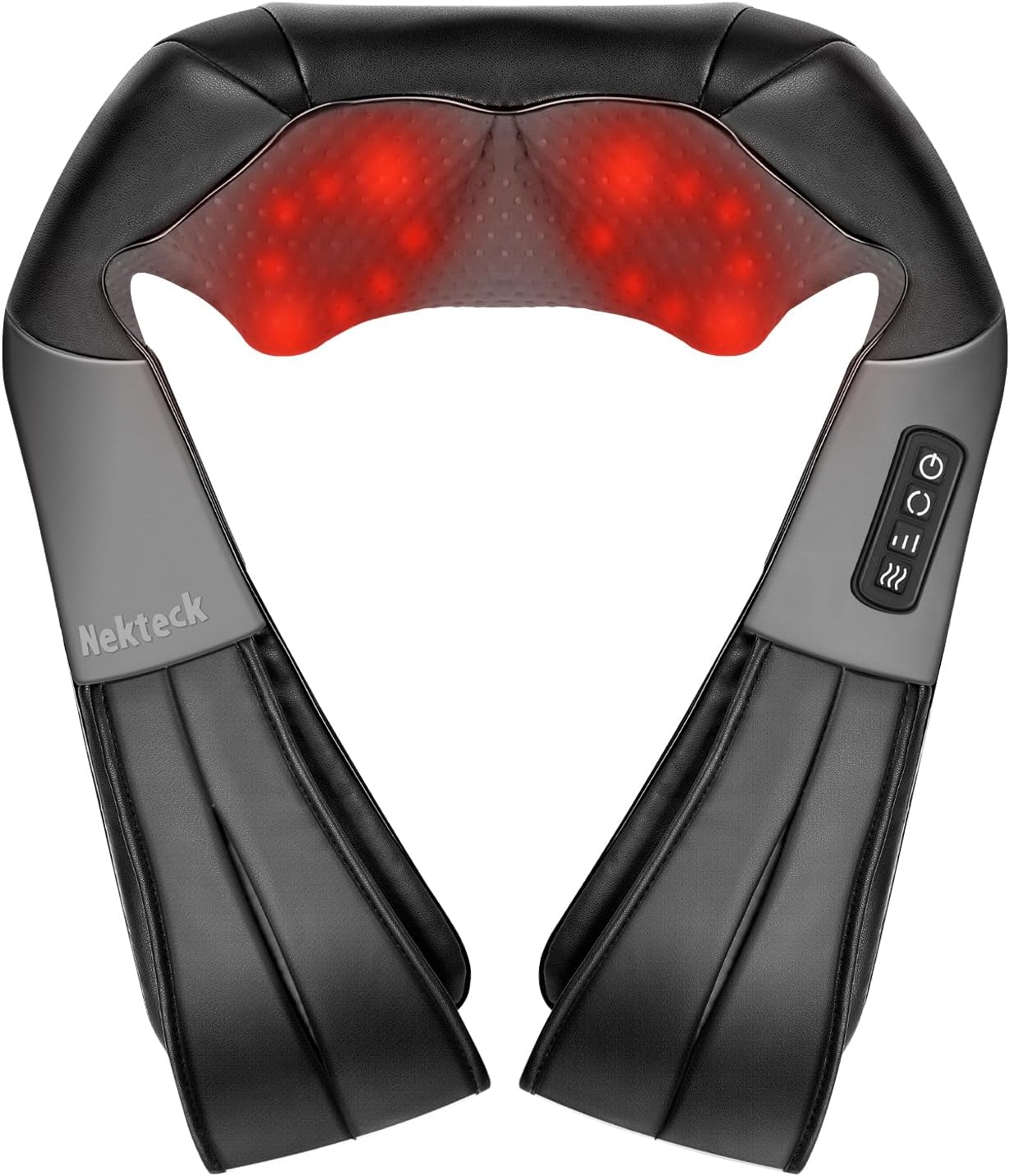 Nekteck Shiatsu Neck Massager with Heat for Pain Relief Deep Tissue, 2026 Upgraded 3D Back Shoulder Kneading Massage Pillow, Relaxation Gifts for Mom Dad Father's Day, Black(NOT Cordless)