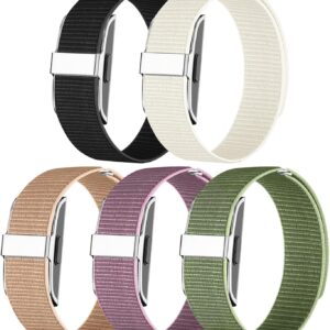 5 Pack Nylon Loop Wristband Compatible with Hume Band Replacement, Hook and Loop Breathable Soft Strap for Fitness Tracker Women Men
