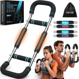BAGAIL Twister Arm Trainer, 5 or 9 Level Resistance (30-140 lbs) for Chest & Arm Workout, All-in-One Home Gym Strength Training Equipment with Ergonomic Grips & Carry Bag for Men and Women