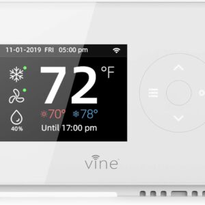 Vine Smart Wi-Fi 7 Day/8 Period Programmable Thermostat Model TJ-225B, New Generation, Compatible with Alexa and Google Assistant, Energy Star Certificate, C Wire Require, White