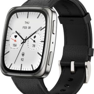 Amazfit Active 2 Premium Smart Watch Fitness Tracker (Square) for Android & iPhone, 10 Day Battery, Water Resistant, GPS Maps, Heart & Sleep Monitor, HYROX Mode, Sapphire Glass, Leather + Sport Strap
