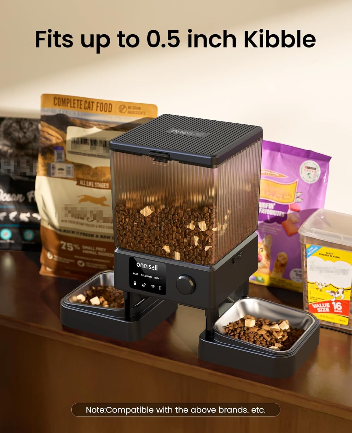 oneisall Automatic Cat Feeder with 5G WiFi, Automatic Cat Food Dispenser for 2 Cats Small Pets, 20 Cups/5L Timed Dry Food Dispenser with APP Control - Image 7