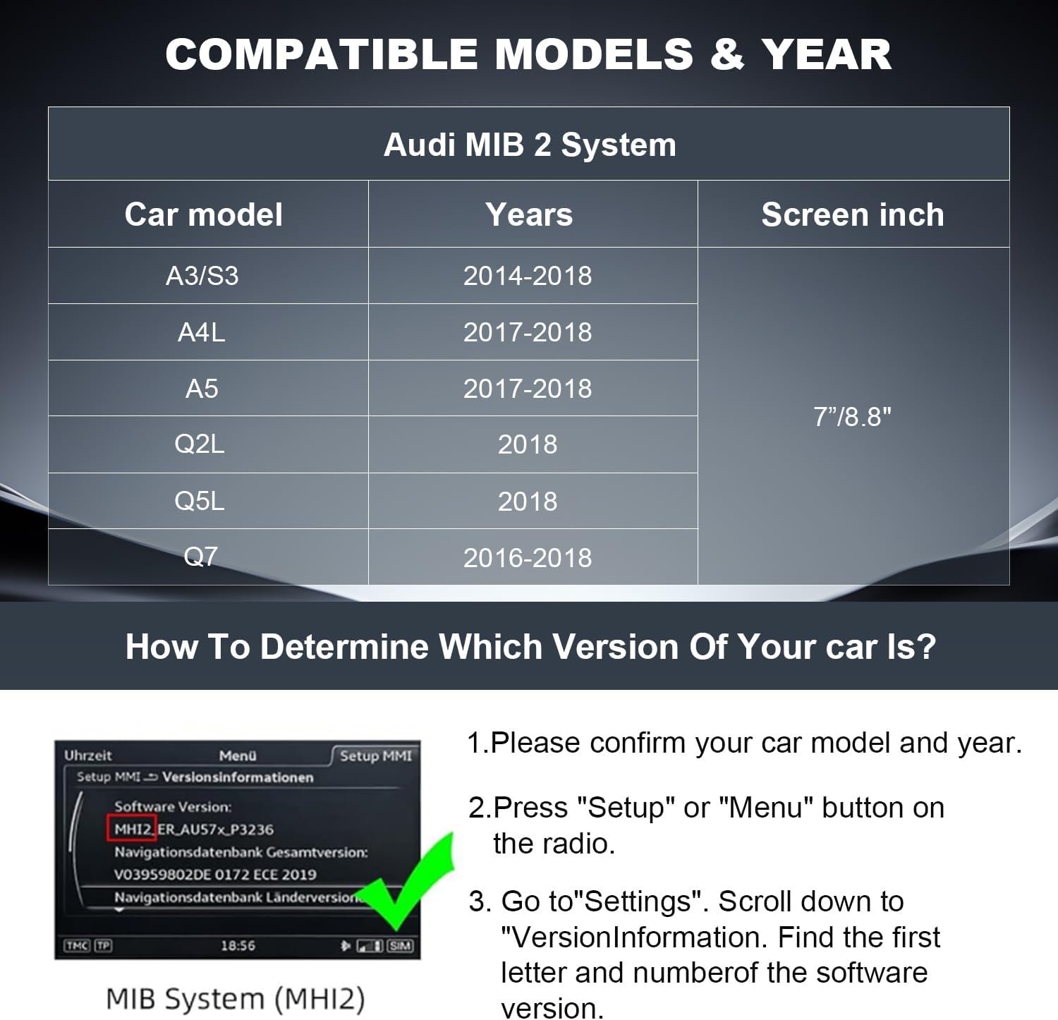 Wireless CarPlay/Android Auto Retrofit Kit Decoder Module Compatible with Audi A3/S3/A4/ A5/Q2L/Q5L/Q7 2014-2018 with MIB System, Carplay Receiver Box Support OEM Controls, MirrorLink, Reverse Camera - Image 4