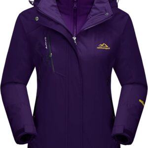 MAGCOMSEN Women’s 3-in-1 Winter Coats Snow Ski Jacket Waterproof Windproof Fleece Lined Winter Jacket Parka