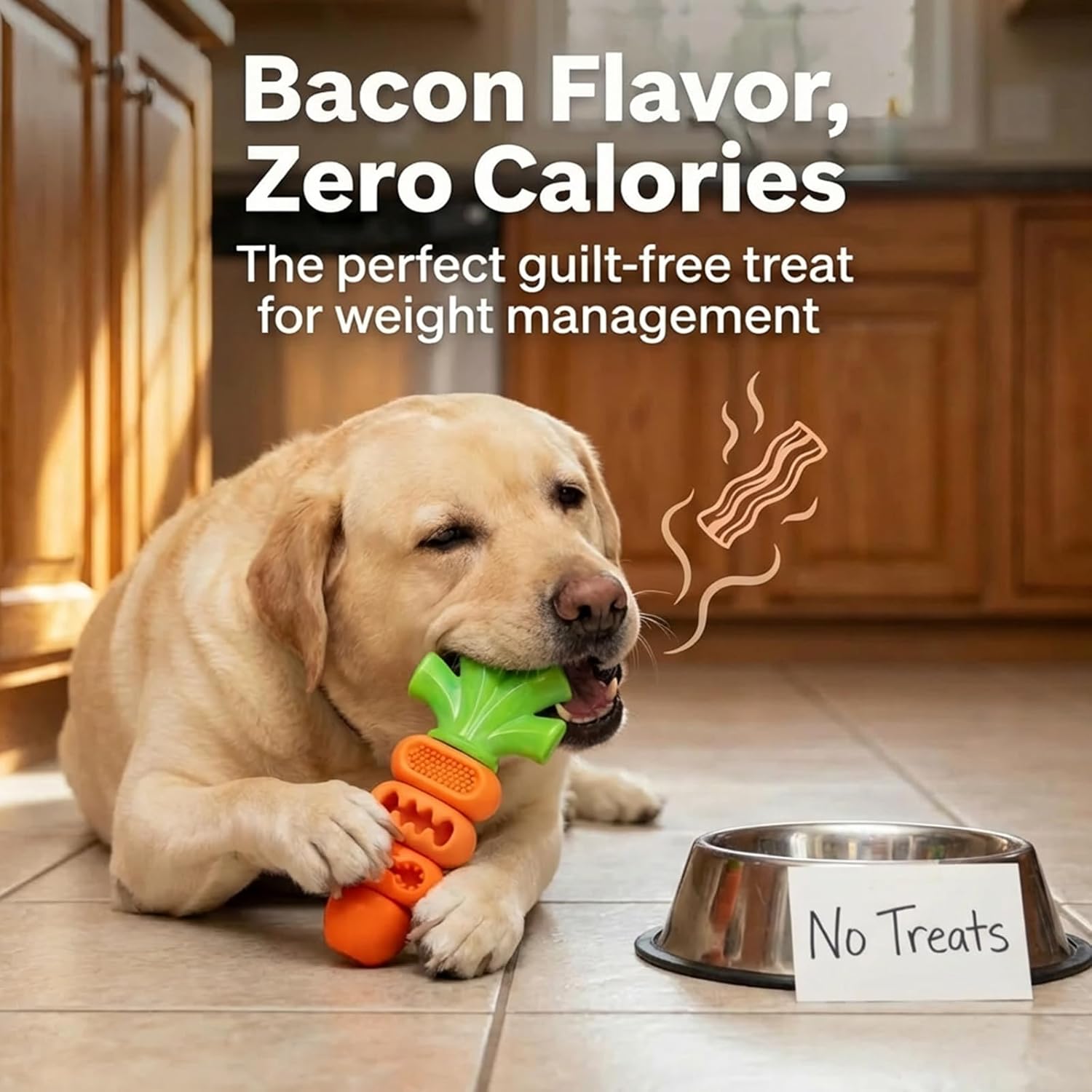 Frienhund Tough Dog Toys for Aggressive Chewers Medium to Large Breed, Indestructible 7" Nylon & Rubber Carrot, Bacon Flavored Dental Chew Toy for Boredom, Easter Basket Stuffers for Dogs (20-70 lbs) - Image 6
