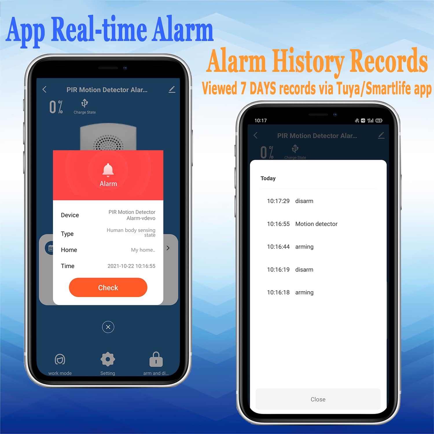 WiFi Motion Sensor Alarm: Smart PIR Motion Detector Alert with 110dB Siren & App Alerts, Tuya App for Remote Arm/Disarm, 4 Alarm Modes Home Security System Compatible with Alexa/Google Assistant - Image 3