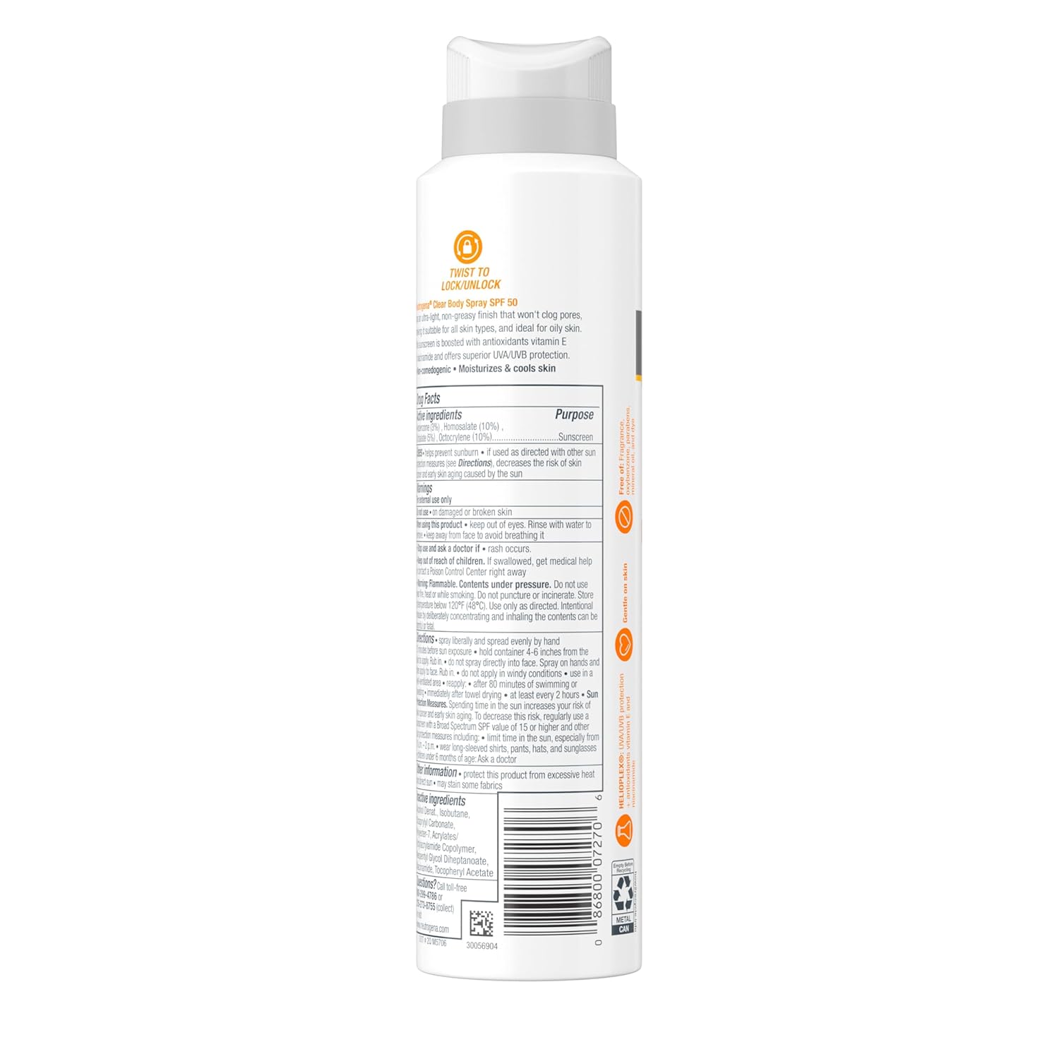 Neutrogena Clear Body SPF 50 Sunscreen Spray, Broad Spectrum UVA/UVB Sun Protection, Water-Resistant, Non-Comedogenic, Lightweight Body Sunscreen with Vitamin E & Niacinamide for Skin Care, 5 oz - Image 9