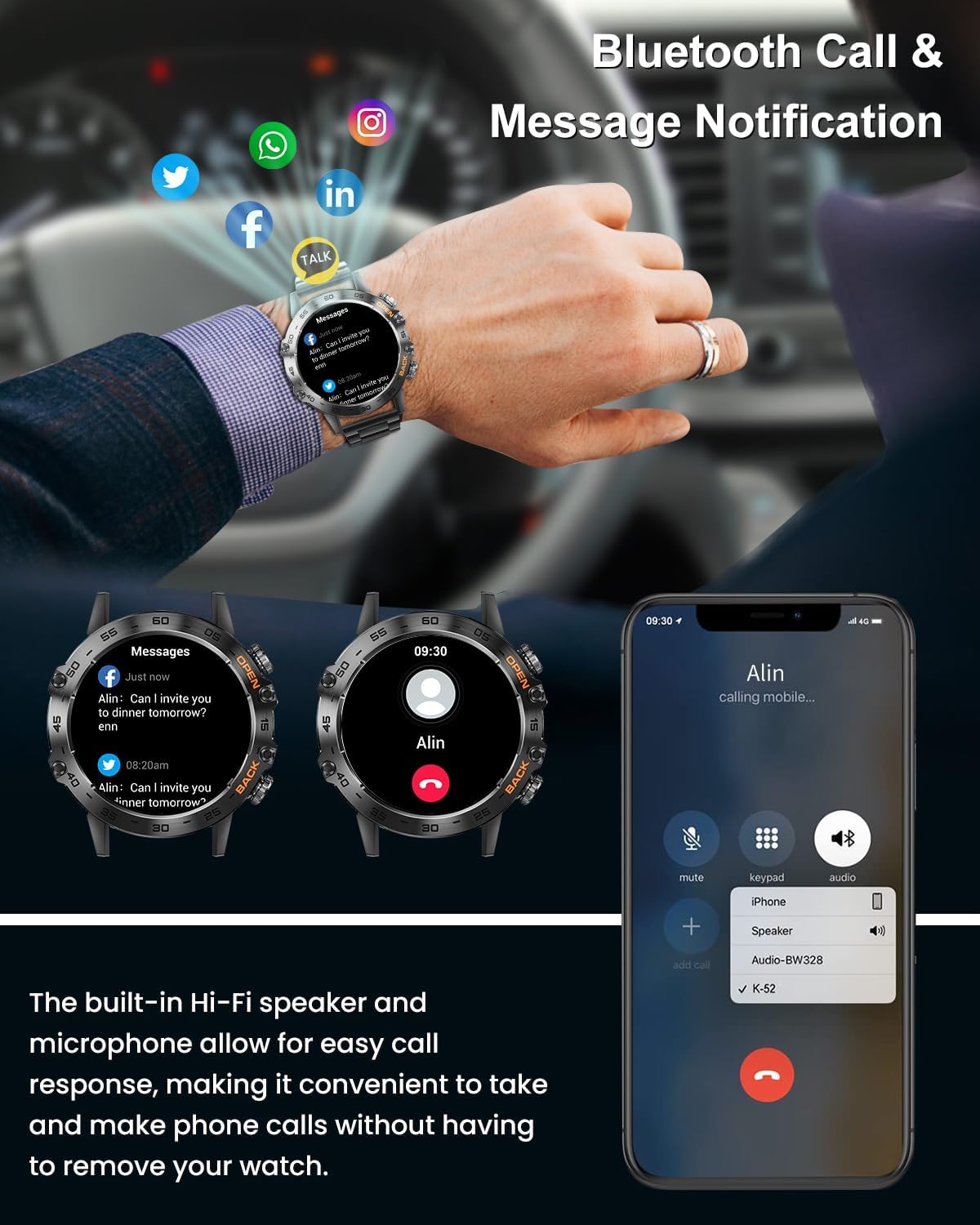 Military Smart Watches for Men(Answer/Make Call), Tactical Smartwatch for Android iOS, 400mAh Battery/Sports Tracking/Health/Sleep Monitoring - Image 2