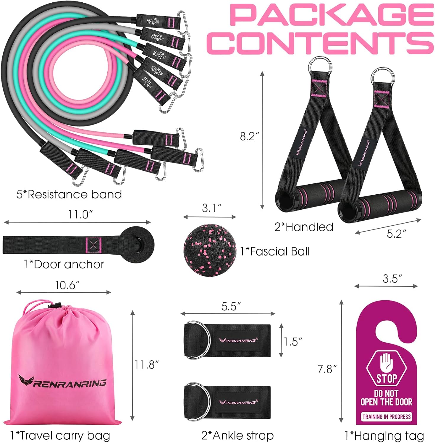 RENRANRING Resistance Bands for Working Out, 150LBS Exercise Bands, Workout Bands, Resistance Bands Set with Handles for Men Women, Legs Ankle Straps - Image 4