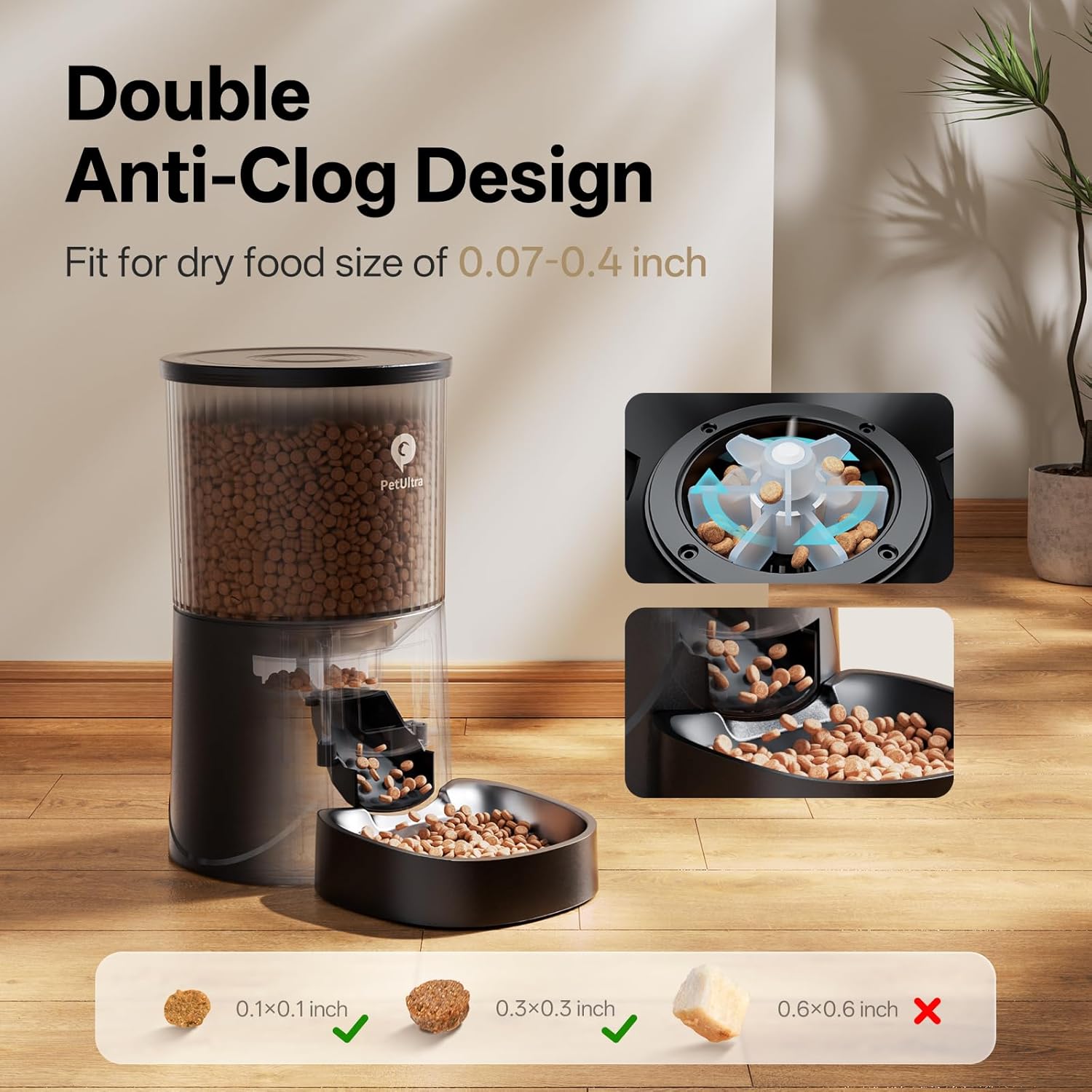 PETULTRA Automatic Cat Feeder WiFi- 5Ghz Cat Food Dispenser with APP Remote Control- Auto Pet Feeder for Small Dog Indoor- Easy to Set Up and Clean- Dual Power with Desiccant Bag& Stainless Steel - Image 4