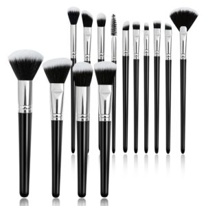 Makeup Brush Set, Premium Synthetic 14 Pcs Makeup Brushes, Travel Makeup Brush Set for Foundation, Concealer, Blush and Eyeshadow Brush(Black)