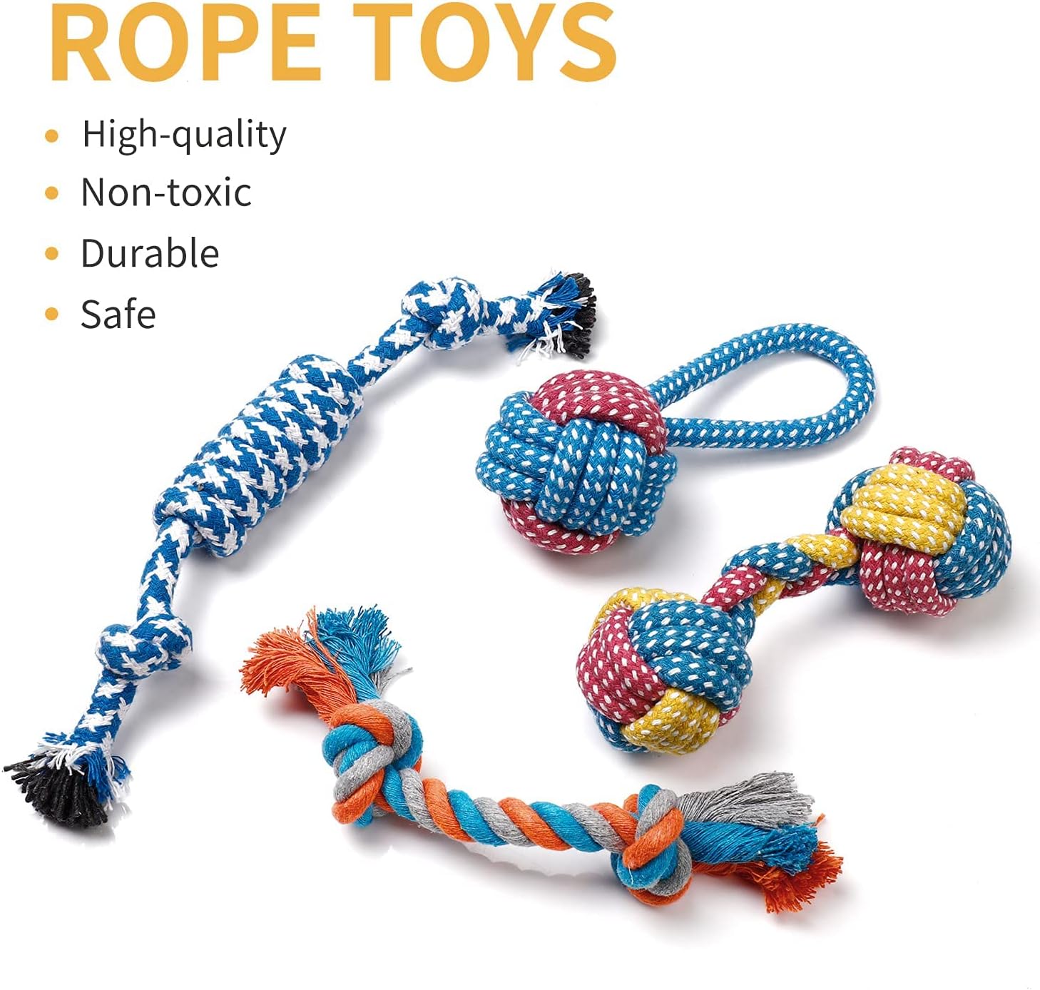 Toozey 7 Pack Small Dog Toys, Puppy Teething Toys, Durable Ropes Chew Toys, Cute Calf Squeaky Dog Toys, Non-Toxic and Safe - Image 3