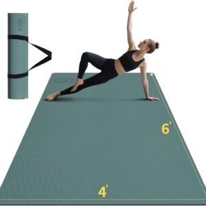Large Yoga Mat (6’x 4′) – Extra Long and Wide Workout Mat for Men and Women, Non-Slip POE 0.32”/0.4” Thick Fitness Mat, Eco-Friendly Exercise Mat for Home Workouts, Ideal for Yoga and Pilates