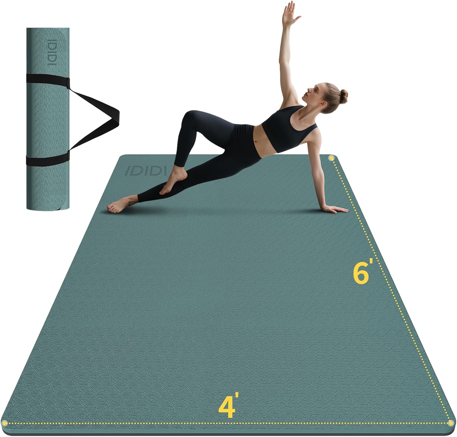 Large Yoga Mat (6'x 4') - Extra Long and Wide Workout Mat for Men and Women, Non-Slip POE 0.32''/0.4'' Thick Fitness Mat, Eco-Friendly Exercise Mat for Home Workouts, Ideal for Yoga and Pilates