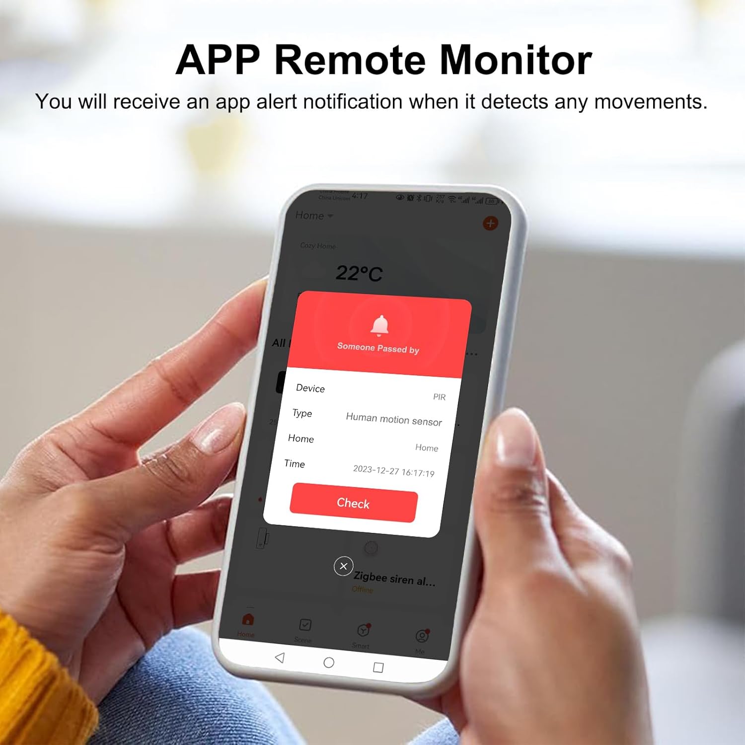 WiFi Motion Sensor, Smart Motion Detector for Home Security, Wireless Motion Sensor App Remote Monitor, Voice Command Compatible with Alexa. 1 Pack - Image 5