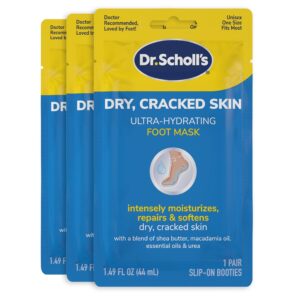 Dr. Scholl’s Dry, Cracked Skin, Ultra Hydrating Foot Mask, 3 Pairs Moisturizing Socks: Intensely Moisturizes Repairs and Softens Rough Dry Skin with Urea & Essential Oils for Dry Cracked Feet