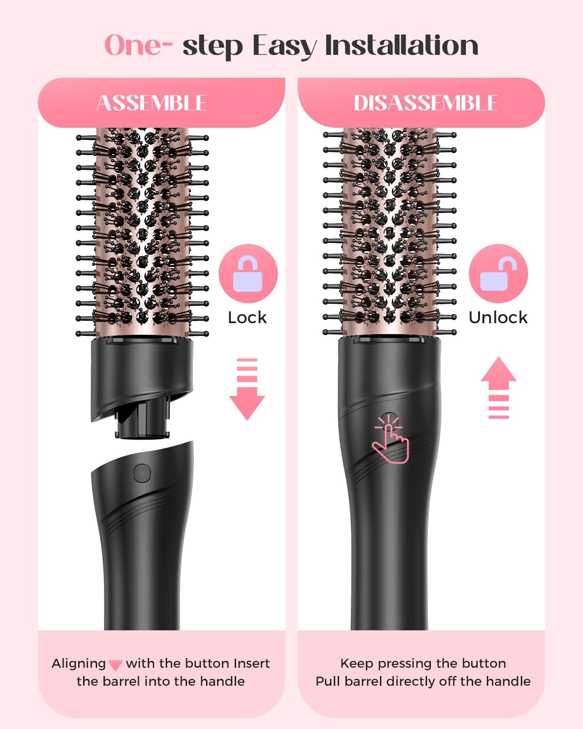 Lopeie 5 in 1 Curling Iron with Thermal Brush and 4 Interchangeable Ceramic Barrels(1/2 to 1 1/2 inch), Curling Wand Set with Flat Iron, Fast Heating, Dual Voltage Hair Curler, Gifts for Women - Image 7