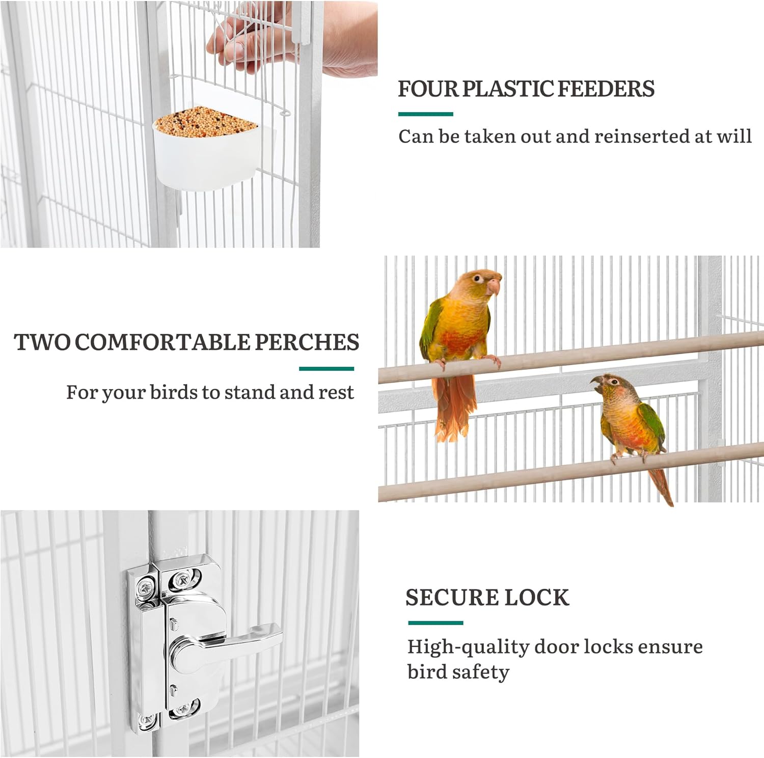 YITAHOME 53.9 inches Metal Bird Cage for Parakeets: Large Parrot Cages with Seed Catcher & Birdcage Cover with Rolling Stand & Brakes for Lovebirds Cockatiels Pigeon Finches - Image 5