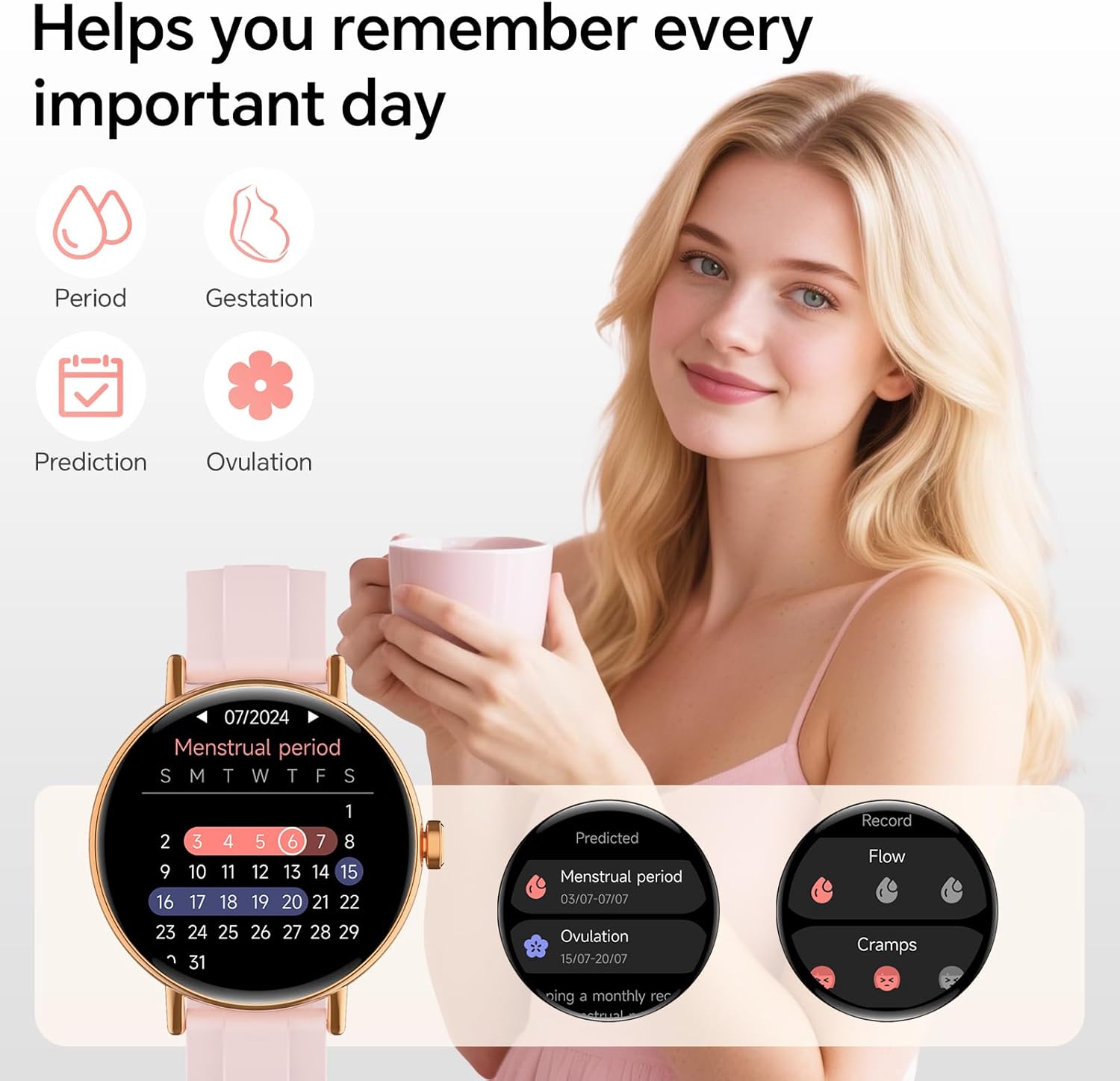 Smart Watch for Women,1.57" Touch Screen Smartwatch for iPhone& Samsung& Android,Answer/Make Call,Fitness Tracker with Heart Rate/SpO2/Sleep Monitor,IP68 Waterproof,110+ Sports Mode,2 Bands - Image 8