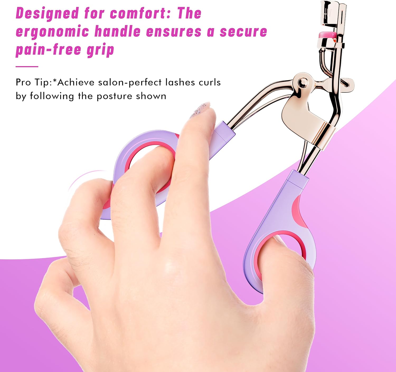 Eye Lash Curler with 6 Replacement Pads, Whalrace Eyelash Curlers Superior Curling Effect, Beautiful and Easy to Identify, Valentine's Day Gift for Her, Beauty Enthusiasts -Rose Gold Purple Red - Image 4
