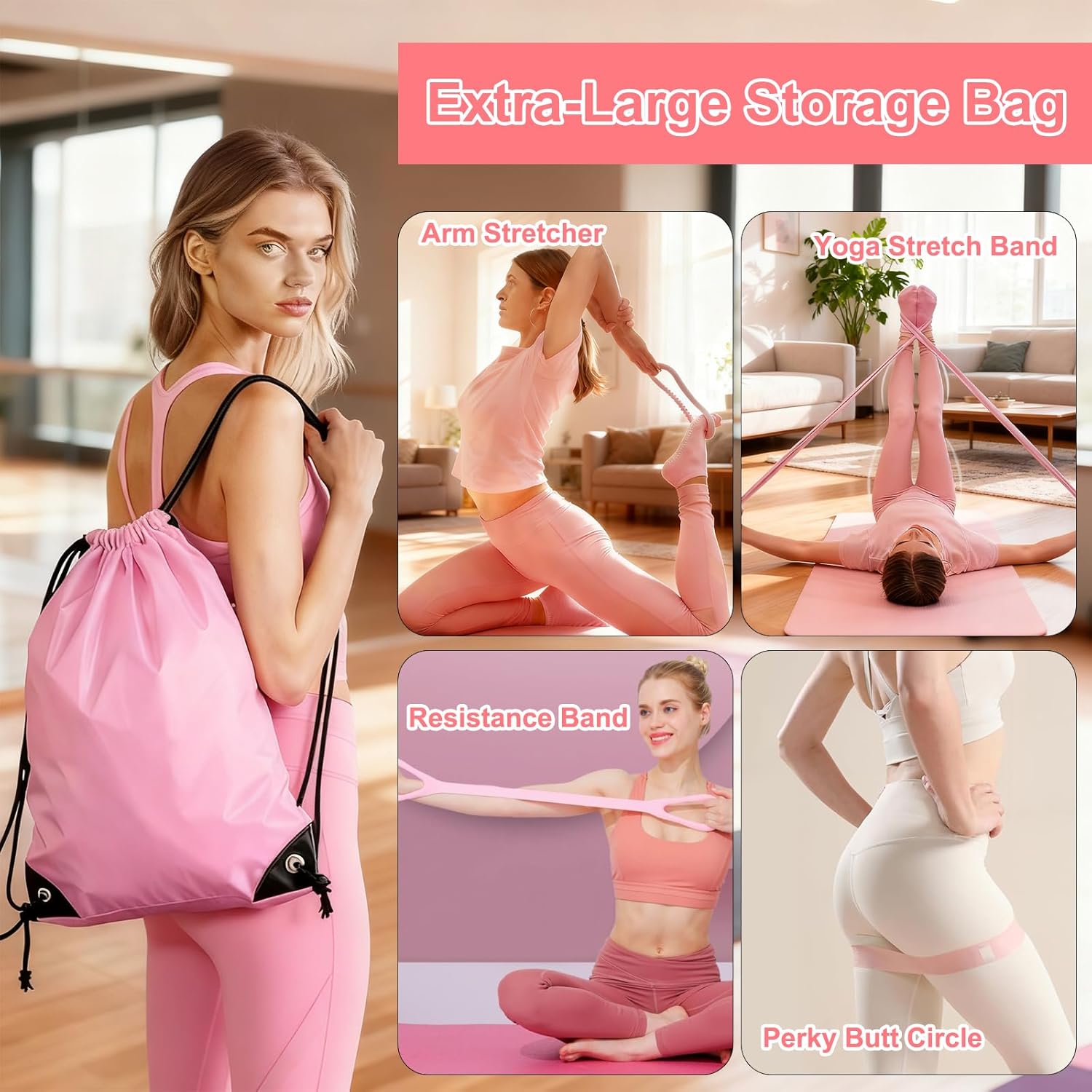 Pilates Equipment Set for Women, Pilates Ring and Ball Set with 15" Magic Circle & Resistance Bands, Perfect Mother's Day Gift for Home Workout, Ideal for Beginners and Yogis - Image 6