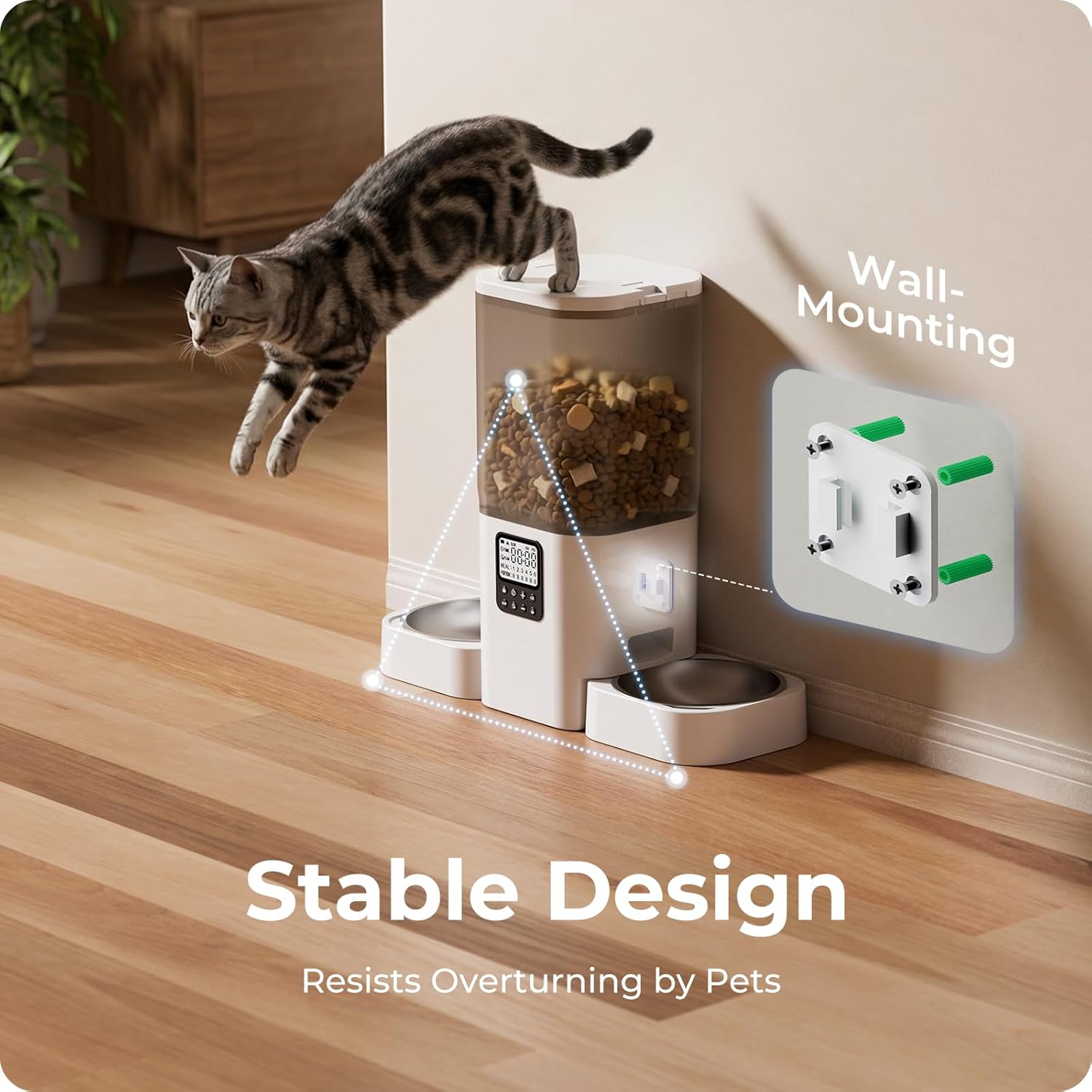 Frienhund Timed Automatic Cat Feeder 2 Cats with Slow Feed: Dual Automatic Dog Feeder with Information Visualization, Programmable Auto Cat Food Dispenser for Multiple Pets,Detachable for Clean-29 Cup - Image 9