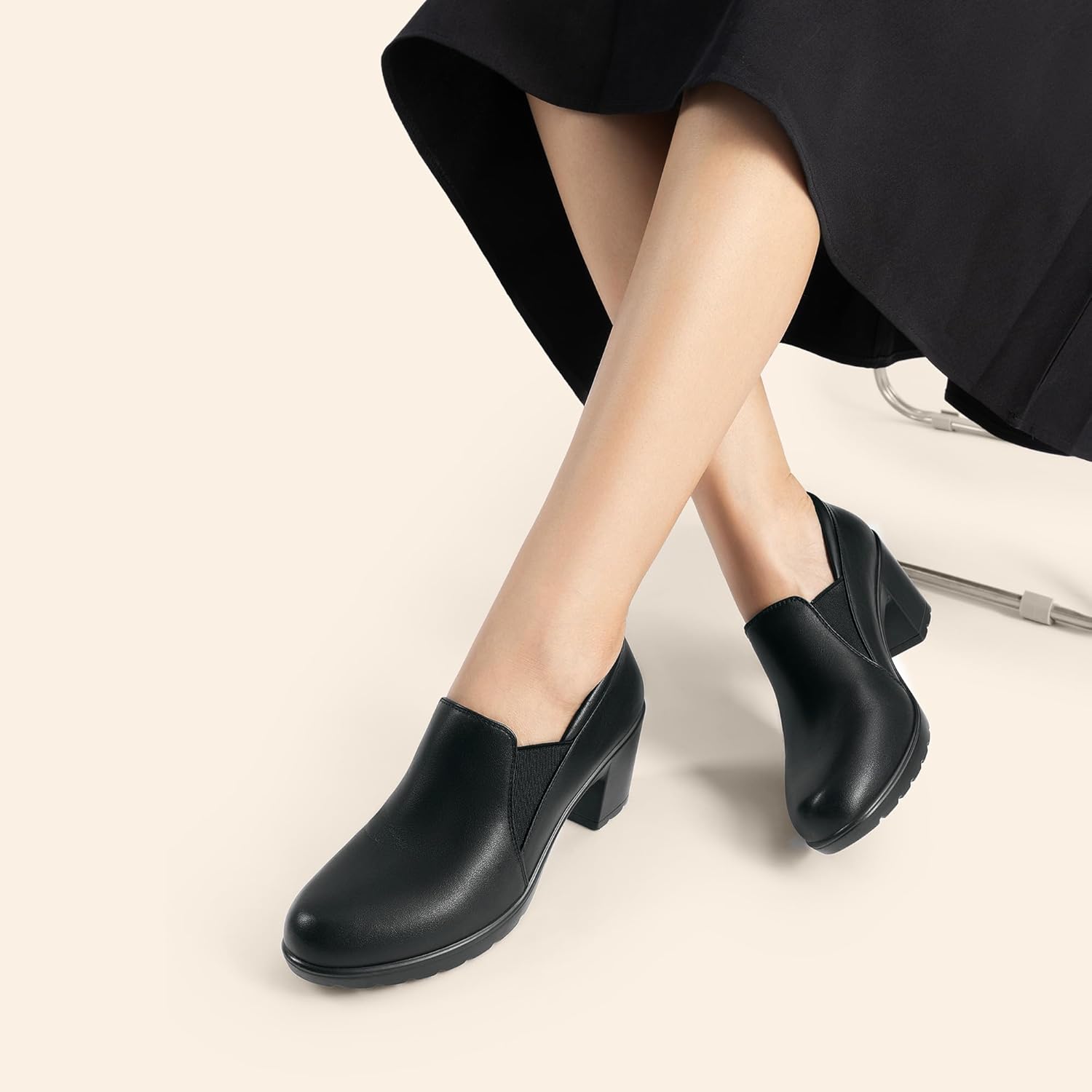 DREAM PAIRS Women's Low Chunky Block Heels Pumps Comfortable Slip-on Heeled Loafers Dress Work Shoes for Office Business LOLA - Image 2