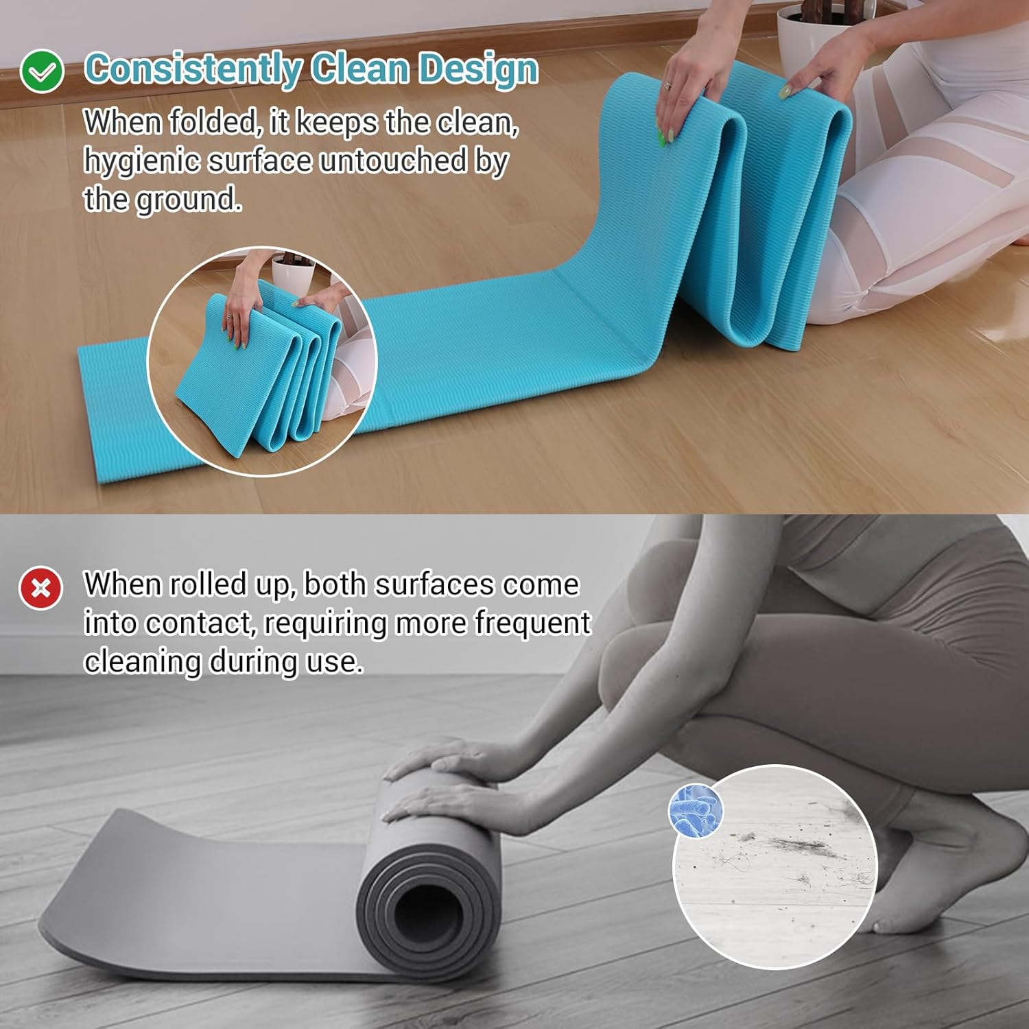 Avoalre Folding Yoga Mat, 72"x 32"x 0.24" Extra Wide Non-Slip Exercise Fitness Yoga Mats, Eco-Friendly High Density 6mm Thick Print Pilates Mat with Carrying Bag for Women Men Home Workout - Image 4